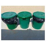 Set of 3 outdoor trashcans