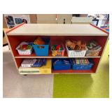 Double sided rolling cart with contents