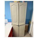 Plastic supply cabinet with contents