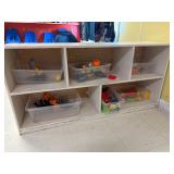 Wood shelf with contents