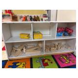 Wood shelf with contents