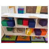 Wood shelf with contents