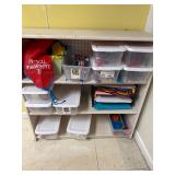 Wood shelf with contents