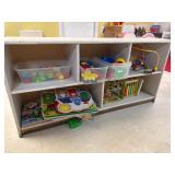 Wood shelf with contents