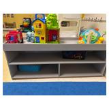 Wood shelf with contents