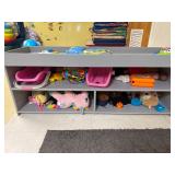 Wood shelf with contents