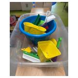 Bin of playground toys