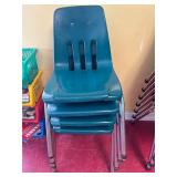 Set of 4 green kids stacking chairs