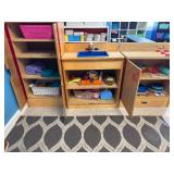 3pc wood kids kitchen set with contents