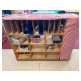 Double sided rolling shelf with contents