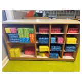 Double sided rolling shelf with contents