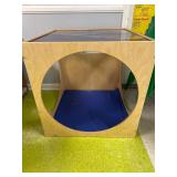 Wooden play cube with mat