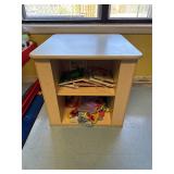 Wood shelf with contents