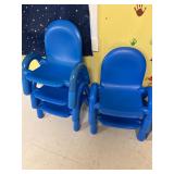Set of 5 blue kids stacking chairs