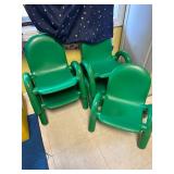 Set of 5 green kids stacking chairs