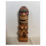 vintage hand-carved and painted wooden Tiki statue