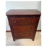 Wooden 3-drawer side table with pull out tray