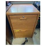 light oak two-drawer filing cabinet