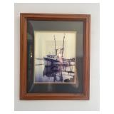 framed art print of a boat on water