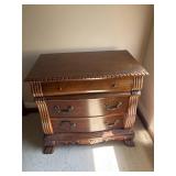 Vintage wooden 3 drawer night stand