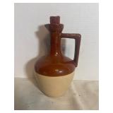 vintage two-tone brown and beige glazed stoneware
