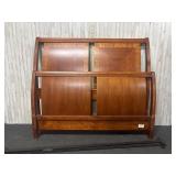 Queen sized bed frame in a cherry wood color