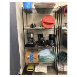 Coffee pots & tools rack lot