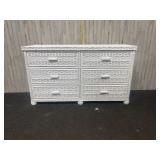 6 drawer white wicker dresser