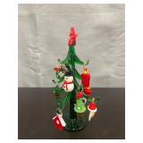 Miniature glass Christmas tree with glass ornament