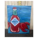 Canvas painting of a lobster with Tabasco sauce by