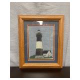 Framed lighthouse needlepoint