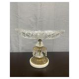 vintage crystal compote bowl features a cut-glass