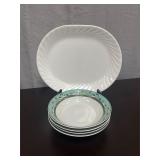 Kimble 'Coastal Breeze' bowls & Corelle white serv