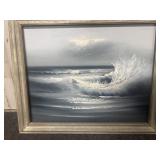 Framed oil painting costal seascape by Taylor