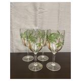 Set of shatterproof outdoor palm tree wine glasses