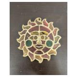Colored glass metal trivet
