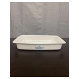white ceramic Corning Ware baking dish Blue Cornfl
