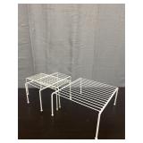 Set of white metal shelves