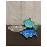 Large candy dish & decorative fish