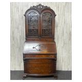 ossbanded mahogany secretary bookcase with arched