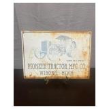vintage Pioneer Tractor Co tin sign