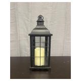 LumaBase battery-operated lantern with black metal