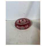 vintage cut-to-clear cranberry glass bowl