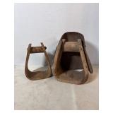 2 vintage wooden stirrups