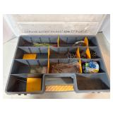 Tackle box of assorted fishing lures & hooks