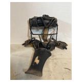 vintage metal and leather catcher's mask