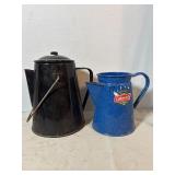 2 enamel coffee pots