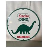 vintage-style Sinclair Dino Gasoline round metal s