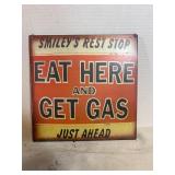Vintage smileys rest stop metal sign