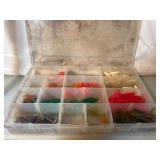 Lot of colorful soft plastic fishing lures in Plan